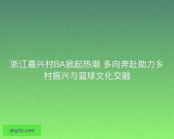 浙江嘉兴村BA掀起热潮 多向奔赴助力乡村振兴与篮球文化交融